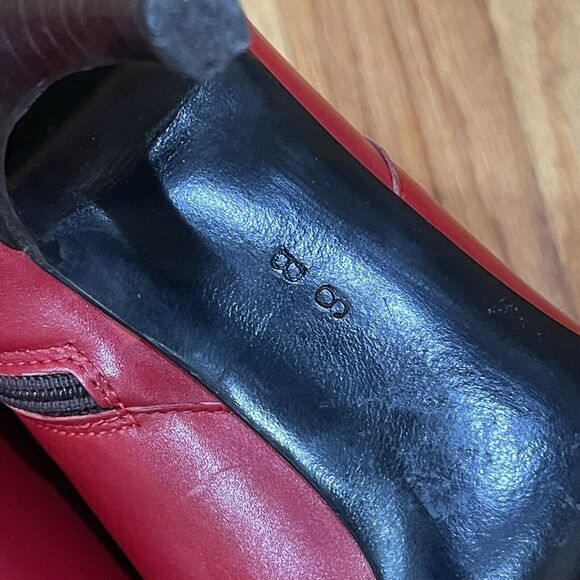 Cole Haan City Red Leather Pointed Toe Ankle Boots Kitten Heel Womens Size 6 EUC - Picture 13 of 16